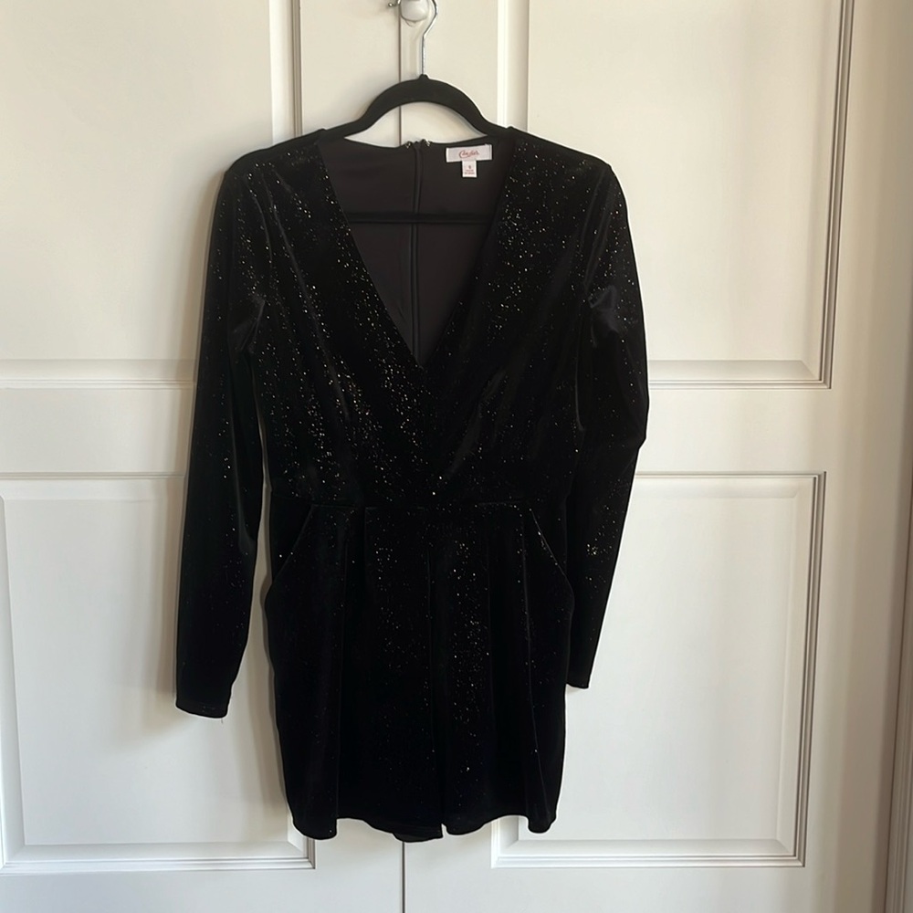 Black jumpsuit by candies. Velvet feel